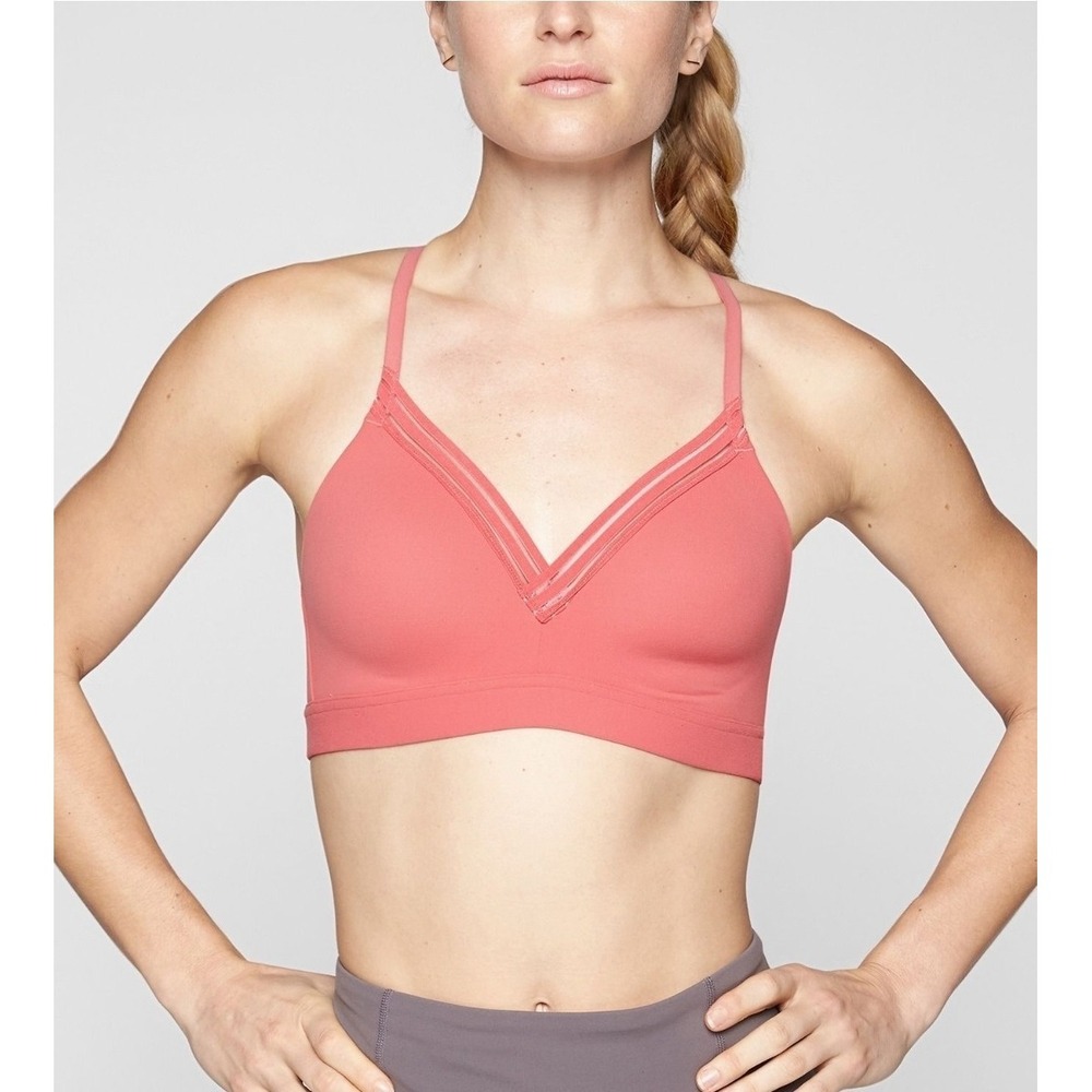 Athleta Powervita Everyday Sports Bra Wireless Women's Sz S,pink Coral Racerback